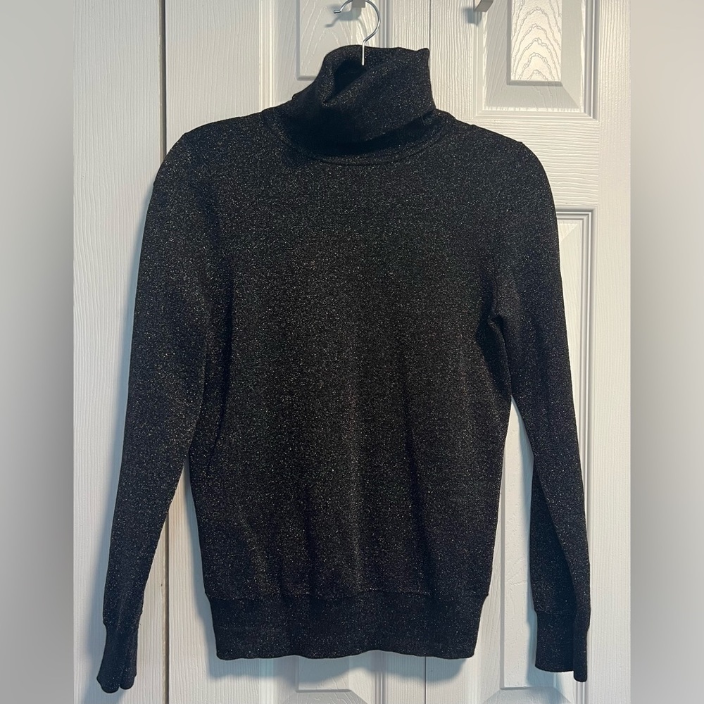 J. Crew Black Glitter Sparkle Turtleneck